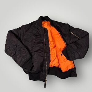 Vintage Alpha Industries Jacket Mens Medium Black MA-1 Bomber Flight‎ USA 60s
